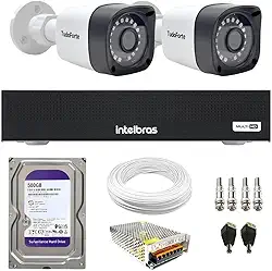 Kit 2 Câmeras Segurança Full HD DVR Intelbras 4 Canais Com HD Completo