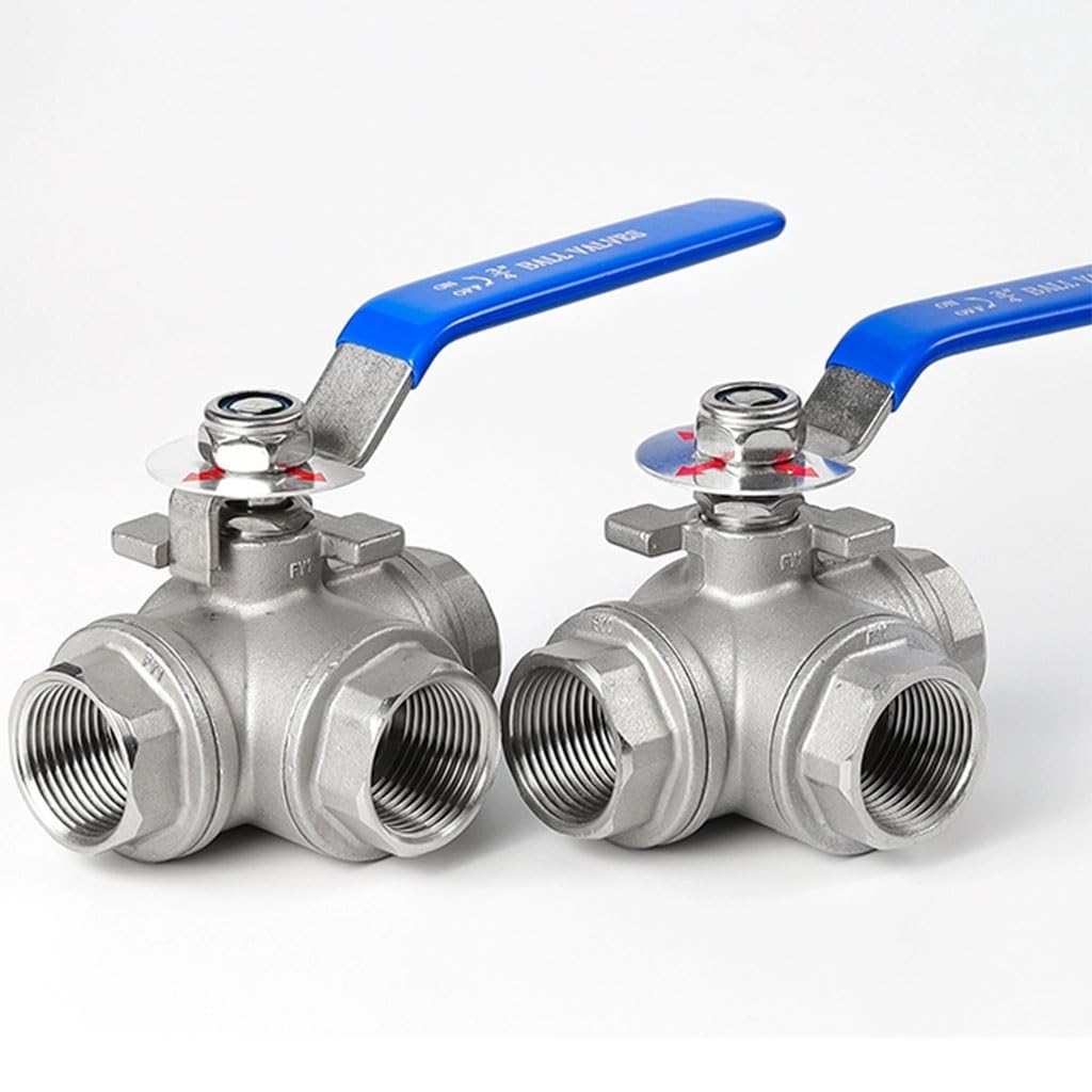 valvola a sfera, valvola a sfera in acciaio inox, Valvola a sfera a 3 vie con porta T/porta L in acciaio inossidabile 304, 1/4" 3/8" 1/2" 3/4" 1" 1-1/4" 1-1/2" 2" filettata tre valvola a due vie, 1 pz