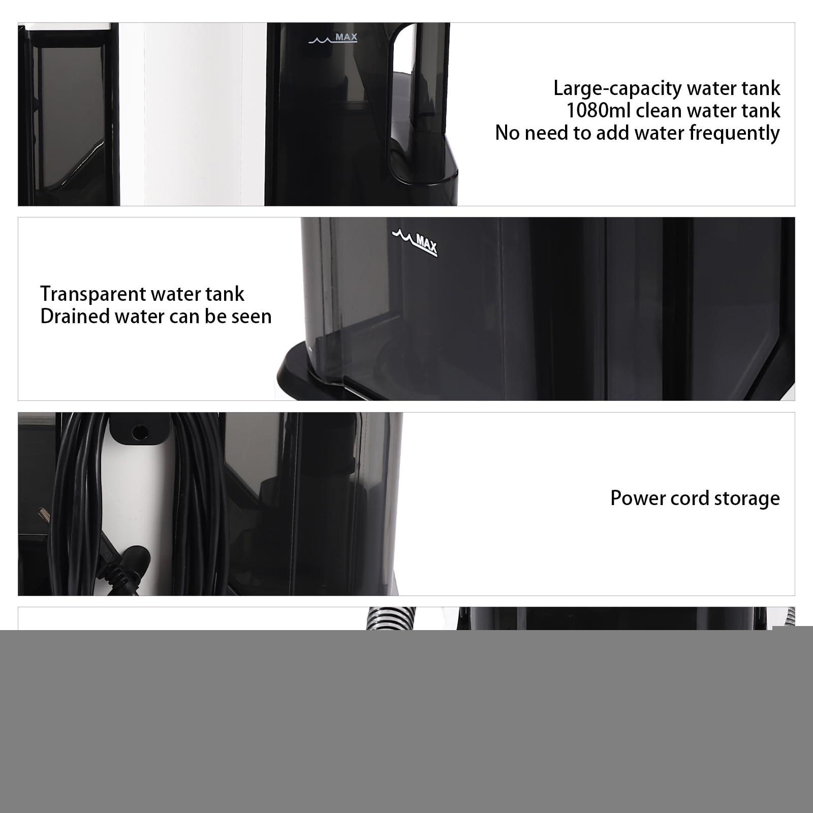 Máquina de limpieza manual para alfombras y muebles, con 2 cepillos, 1080 ml de agua limpia y 850 ml de agua sucia, compacta y fácil de almacenar, para el hogar, hoteles y oficinas