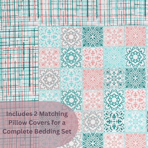 Image of Mafatlal 144 TC Sanskriti Cotton King Bedsheet | 90 x 108 Inches | Soft & Skin-Friendly | Handcrafted Jaipuri Print | 2 Pillow Covers | Light Blue