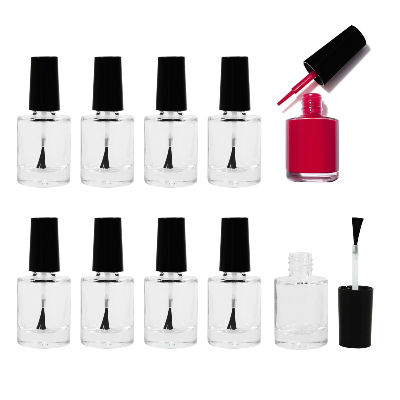 seimeinoki マニキュアボトル 10ml エナメルボトル 10個入り 空 透明 ガラス瓶 ネイル容器 空ボトル 小分けボトル 詰め替え ネイルポリッシュ ネイルオイル 容器 詰め替え 手作り化粧品 コスメ詰め替え用容器 旅行用品(スタイルA)