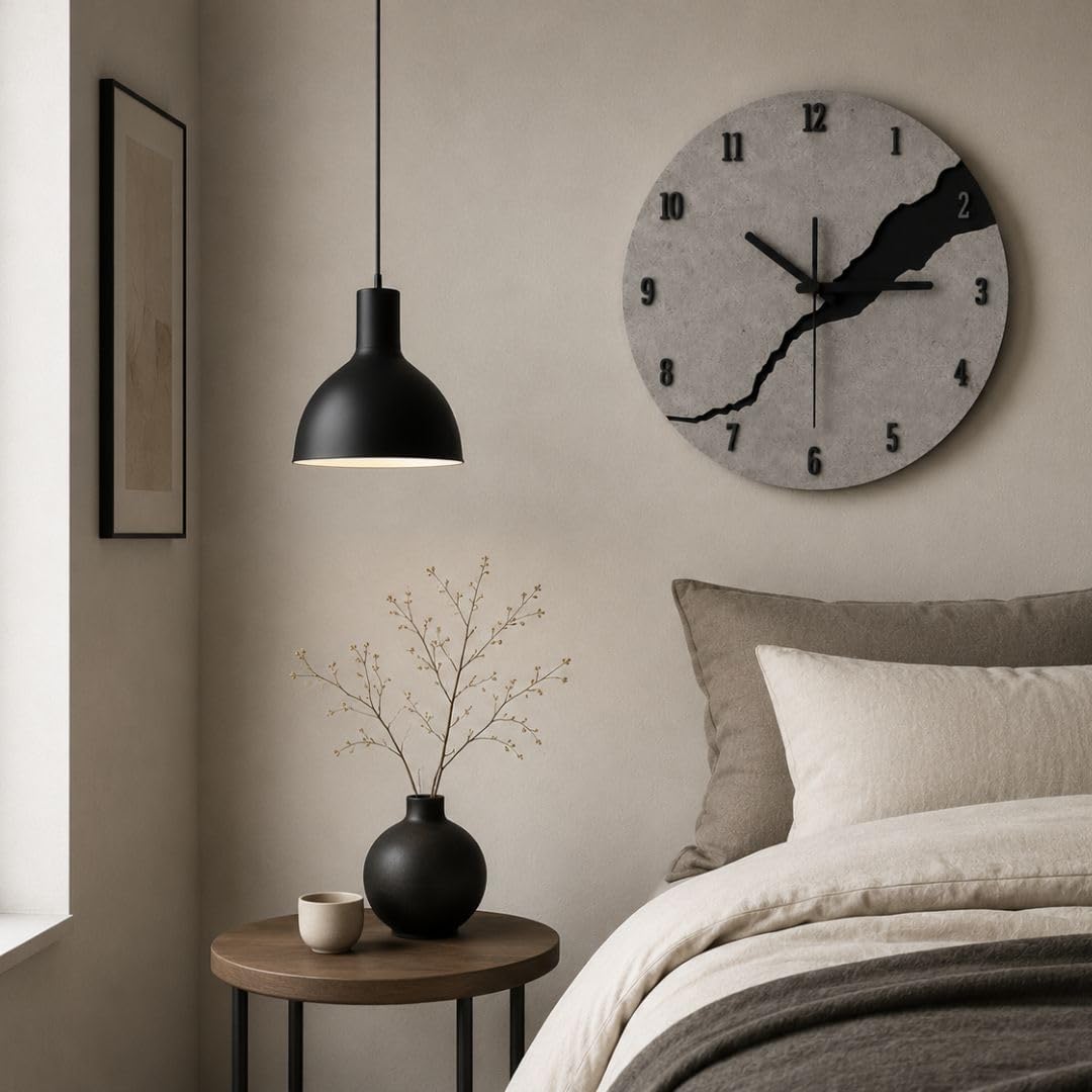 Orologio da parete Grigio Cemento moderno silenzioso 30cm – Orologio di design per Cucina, Soggiorno, Ufficio e Camera