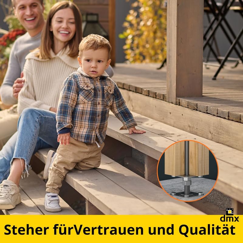 Pfostenträger höhenverstellbar 50 bis 200 mm- Pfostenträger aufschrauben - Stützenfuß - Pfostenanker - Anker - höhenverstelbar zum Aufschrauben - - PSR M20 - M20 100x253