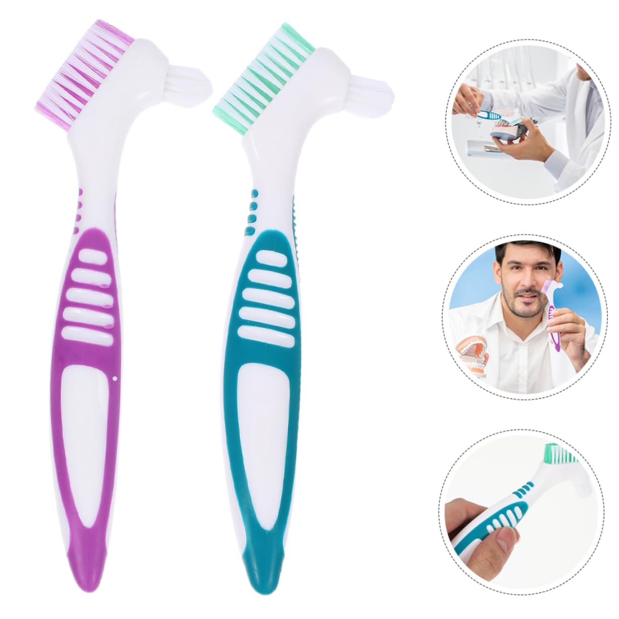 Healeved 16pezzi Spazzolini Per Dentiera Antiscivolo Per Dentarie e Accessorio Per Orale e Dei Per Retainer e Falsi