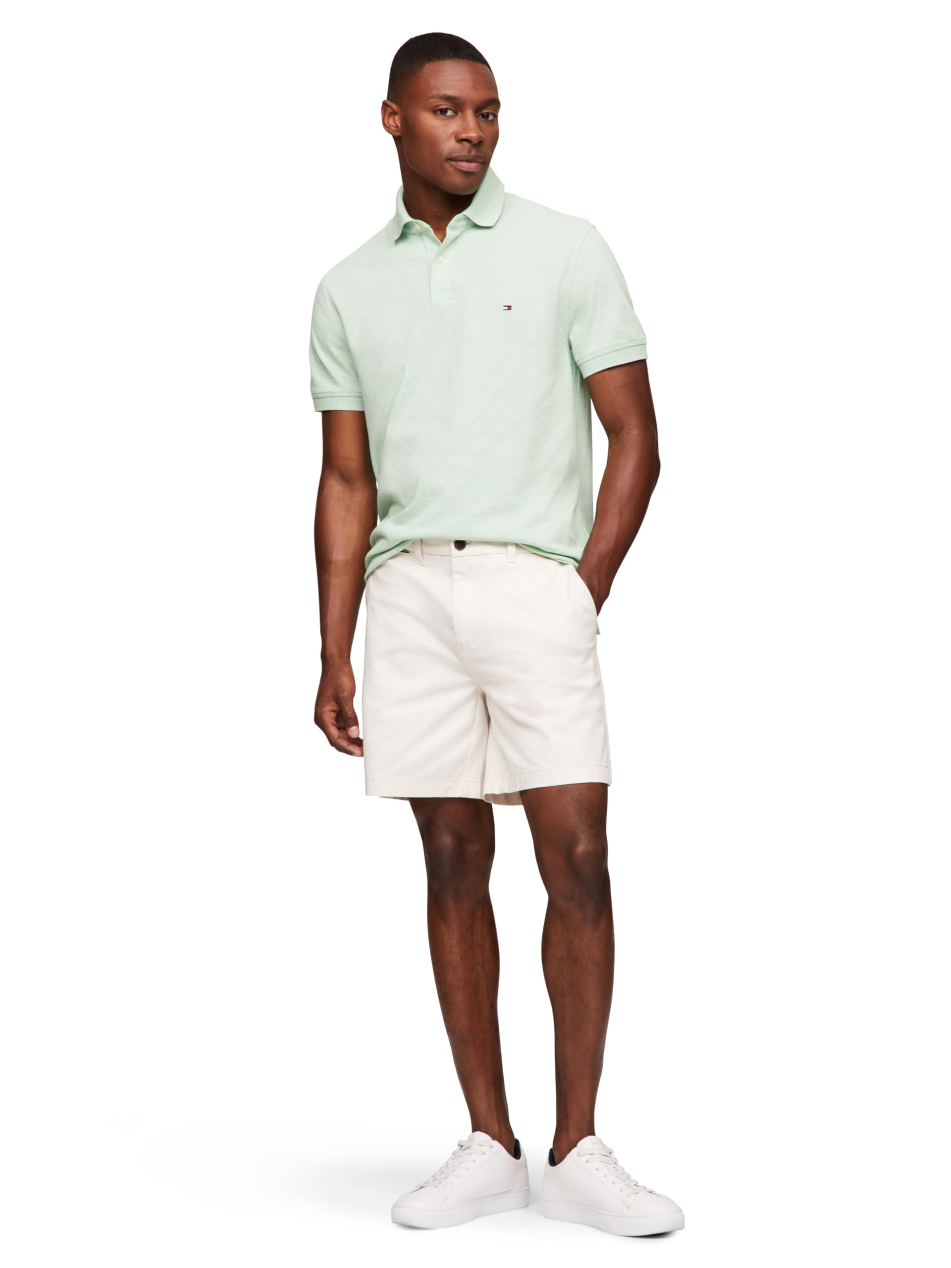 Tommy Hilfiger Adaptive Short Sleeve Polo Shirts in Classic Fit with Stretch And Organic Pique Cotton Polo Manica Corta in vestibilità Classica con Piquet Elasticizzato e Cotone Biologico Uomo