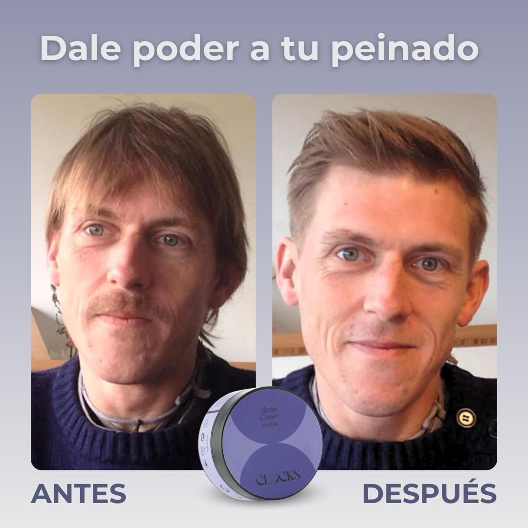 Clocks - Cera Pelo Hombre | Cera Mate Pelo Hombre | Pomada Cabello Mujer | Pomada Pelo | Fijación Fuerte y Flexible | Efecto Mate | Sin Residuos Grasos | Acabado Natural | 80g