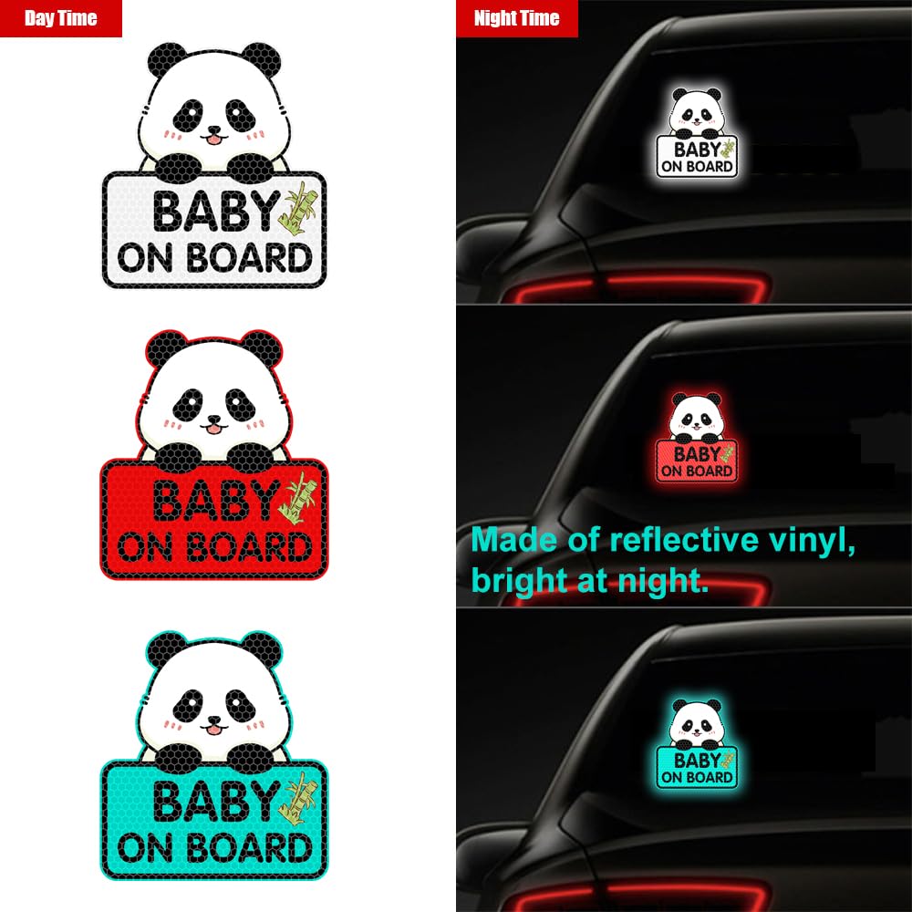 Autocollant Baby On Board Avec Ventouse - Panda Mignon PVC 12x12cm - Pour Vitre Voiture - Alerte Sécurité Enfant