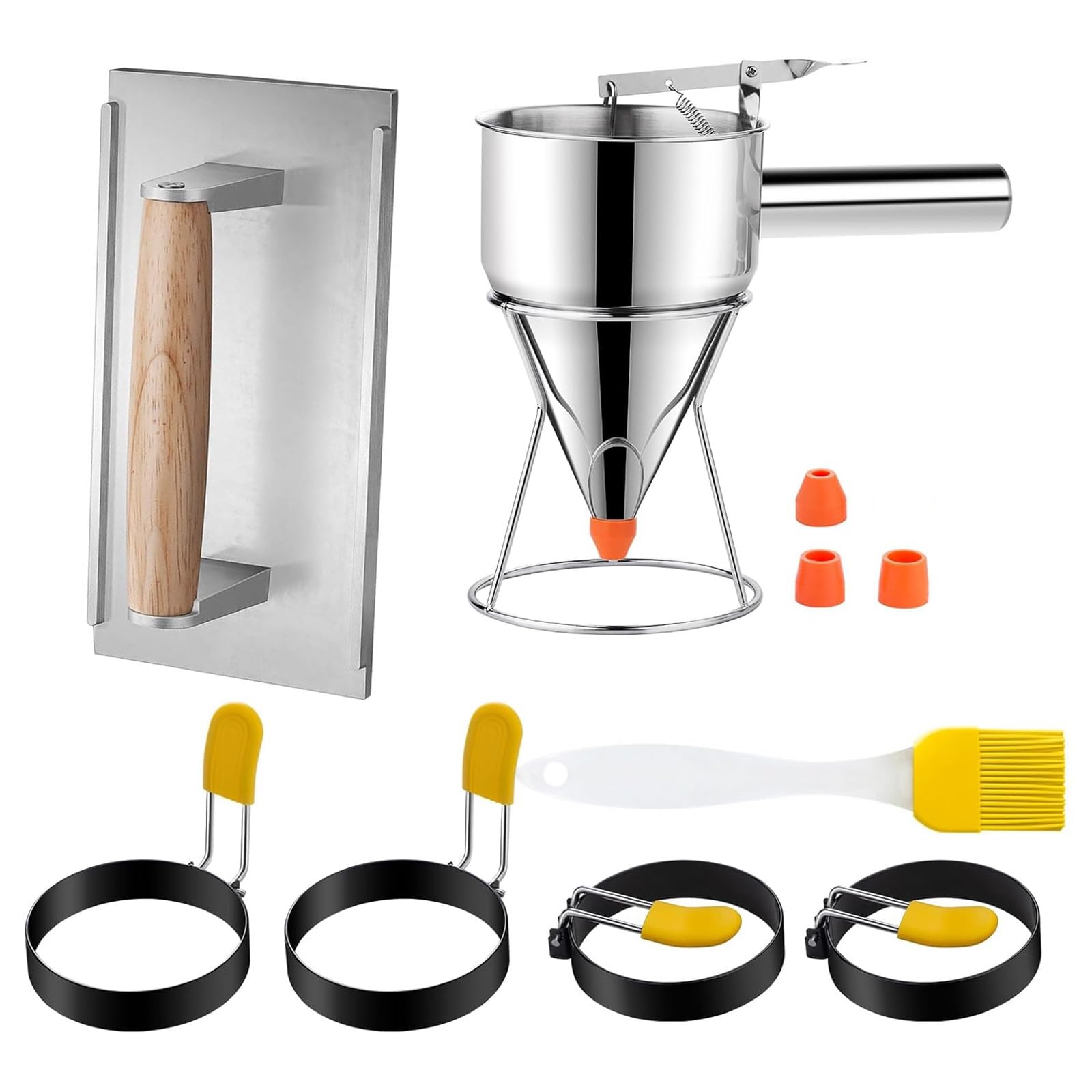 Edelstahl Teigspender, Backzubehör, Pastenspender, Backteig Trichter, geeignet für Waffeln und Kuchen, Speckpresse