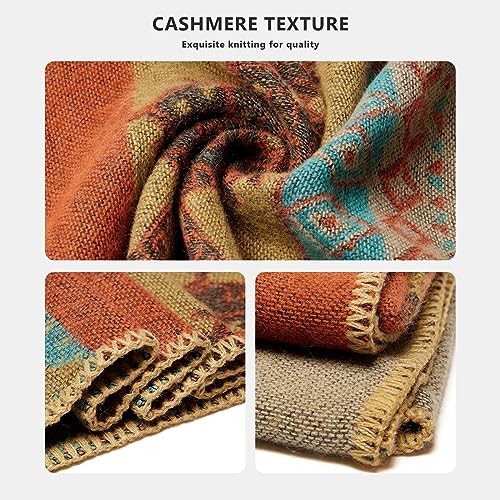 Womens Winter Cashmere Shawl Knitted Poncho Cape Ethnic Style Open Front Cardigan Blanket Thick Warm Pashmina Scarf4