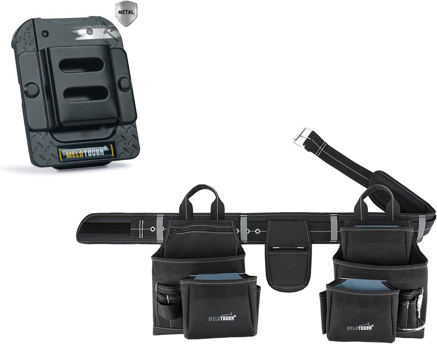 MELOTOUGH Heavy Duty Tool Belt 21 Pockets Tool Rig Combo Apron Tool Pouch,Drill Holder for Tool Belt