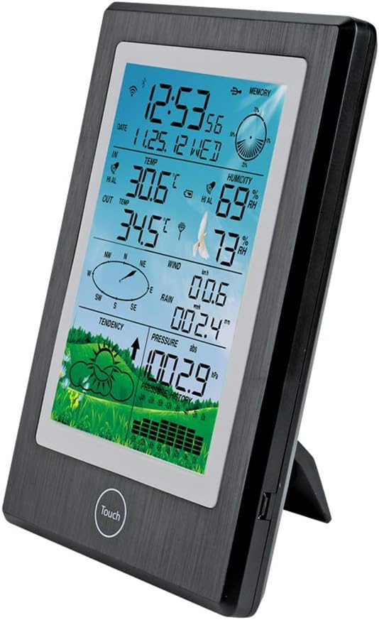 Weather Station, Multifunction Intelligent Solar Weather Station,Support Mobile APP Monitoring, Real-time Monitoring of Wind Speed, Rainfall, air Pressure