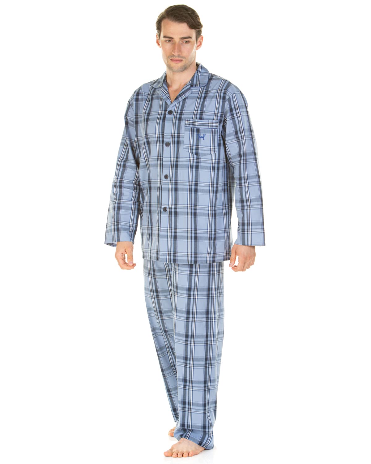 Undercover Haigman 100% Cotton Pyjamas 7491 Light Blue Check XL