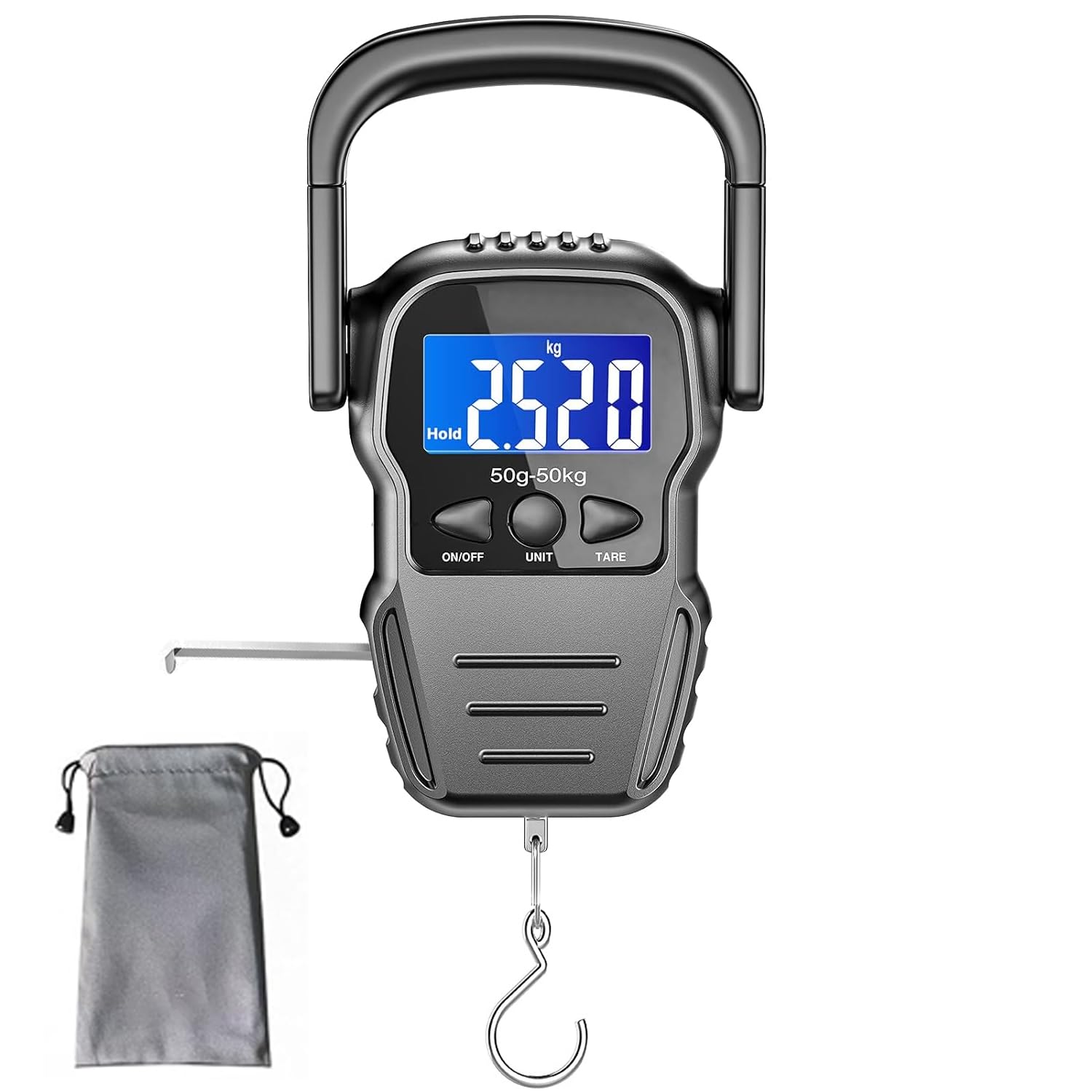 ExrpExrp Luggage Scale, 110lb/50kg Luggage Weight Scale with Backlit LCD Display, Digital Fish Scale with Measuring Tape Portable Hanging Scale Suitcase Scale with Handle & Large Hook