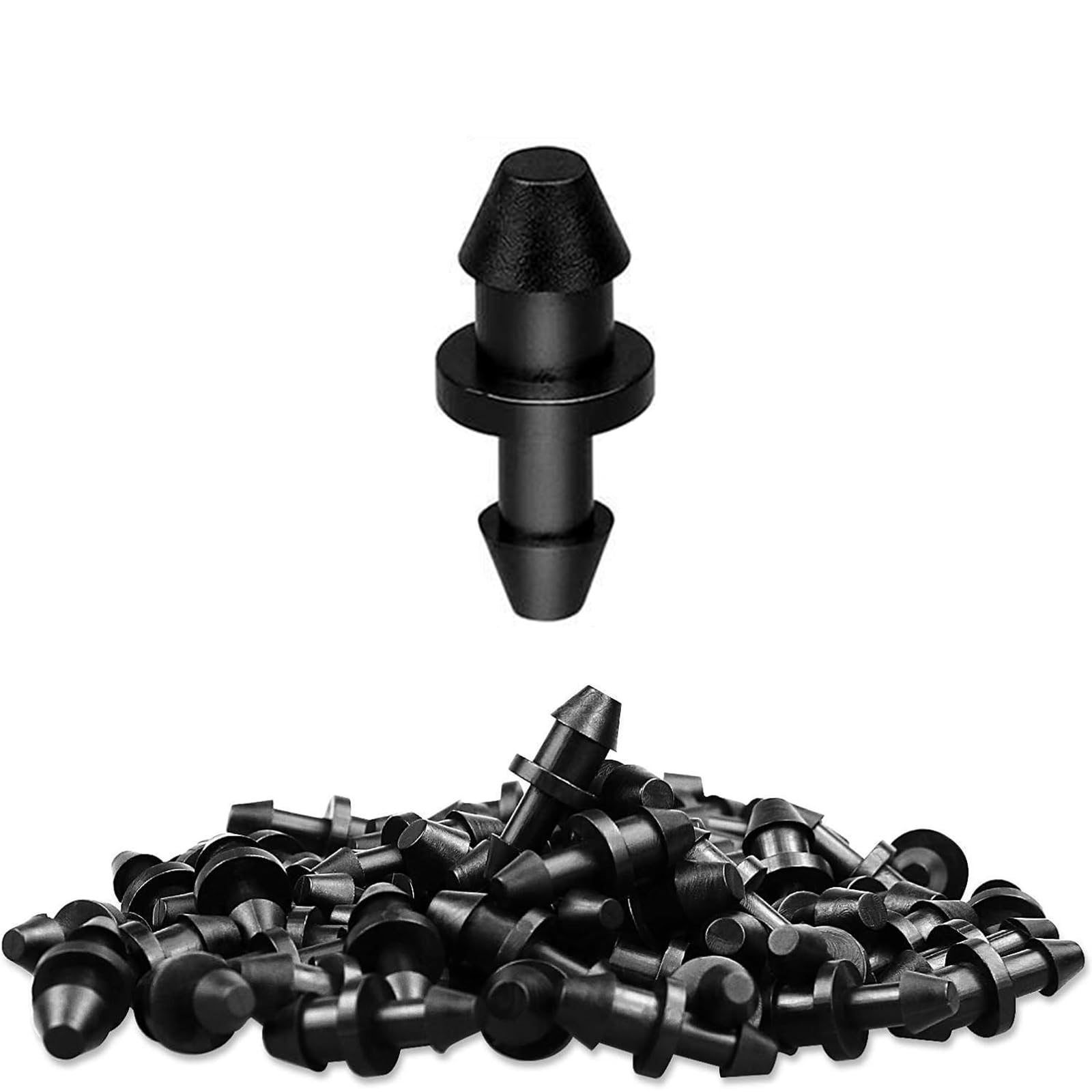 100 Pcs 1/4" Drip Tubing Fittings End Plug, Tube Closure Goof Hole Plugs, Irrigation Stopper, 1/4 Inch Drip Irrigation Barbed End Closure for Home