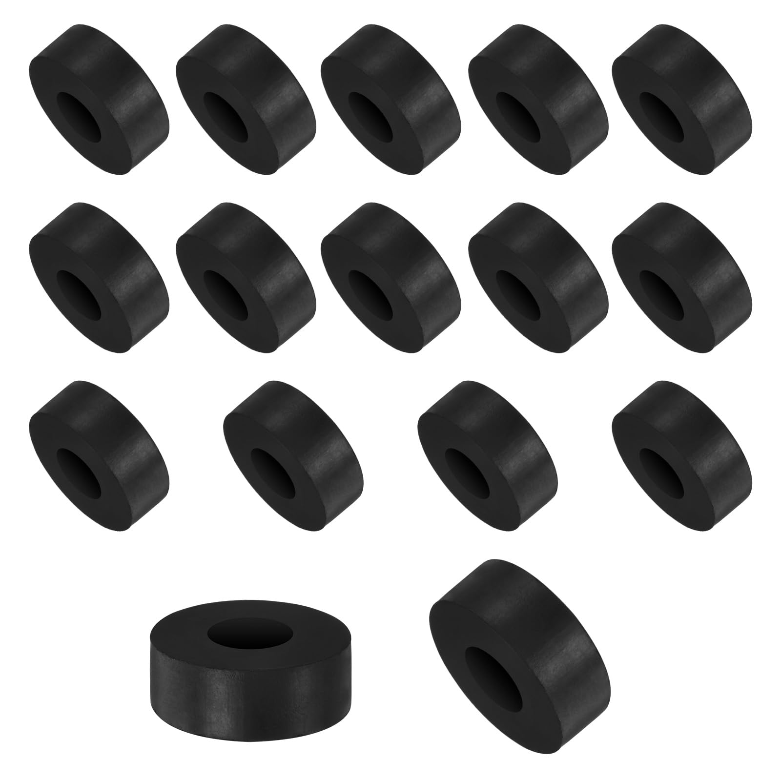 M METERXITY 16-Pack Rubber Spacer 0.39" ID 1.38" OD 0.39" Thick Neoprene Anti Vibration Pads Round Isolation Washers Bushings for Cars/Boats/Home/Machinery, Shock Noise Reduction Pads [Black] — image 1