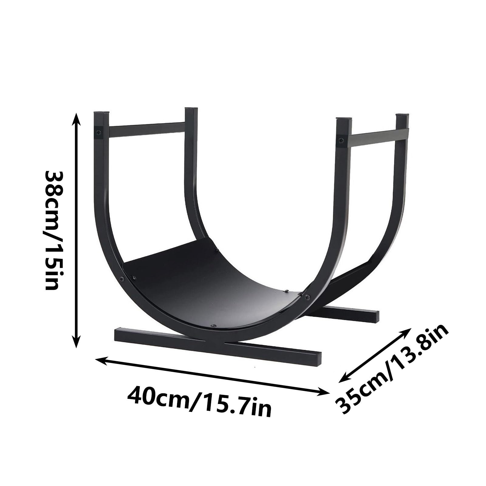 Estante leña Metal, leñeras de Interior, Fuerte Capacidad de Carga, Soporte para Leña de Interior, ventilación, Estante para Troncos Curvado, Fácil de Montar, Uso Interior y Exterior
