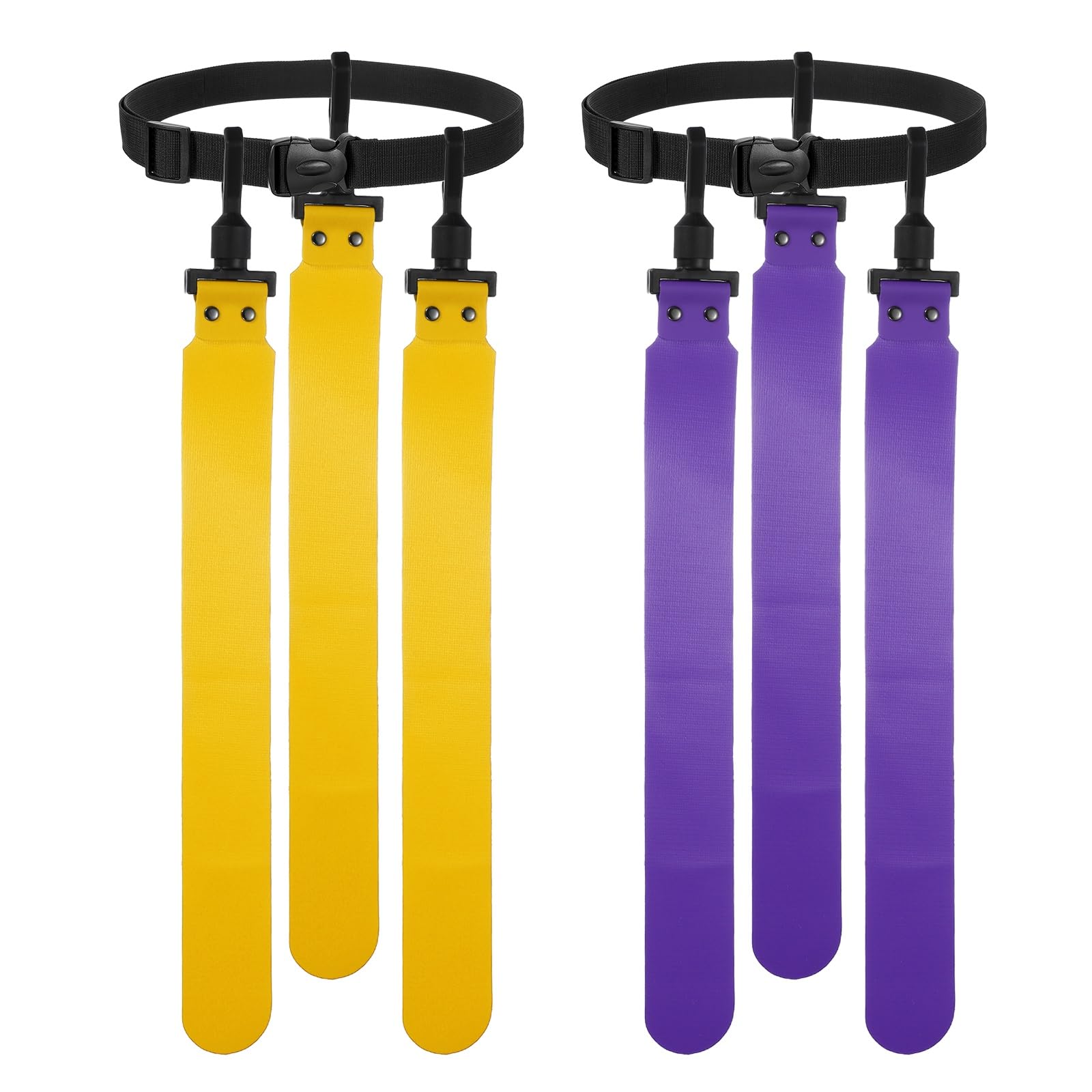 YELARXI Flag Football Set, Adjustable Flag Football Belt with 1 Belt and 3 Flags Easy Tear Away for Men Women Players Training Competition (2 Pack, Yellow/Purple)