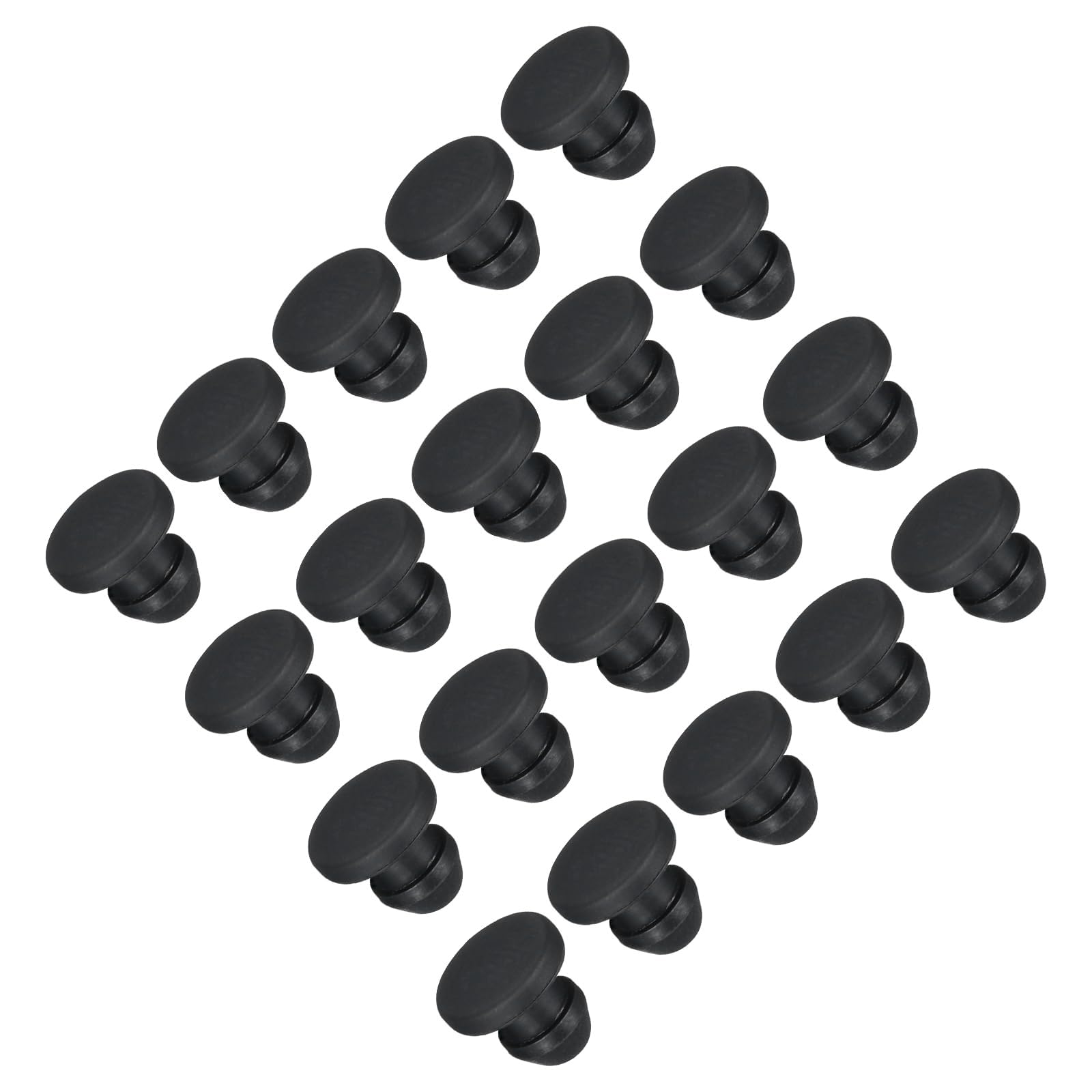 TA-VIGOR 30Pcs Silicone Snap in Locking Hole Plugs, 4.5mm Diameter Hole Stoppers, Rubber Panel Seal Cover Flush Type Panel Round for Kitchen Rubber Bulkheads Waterproof Sealing Plugs, Black