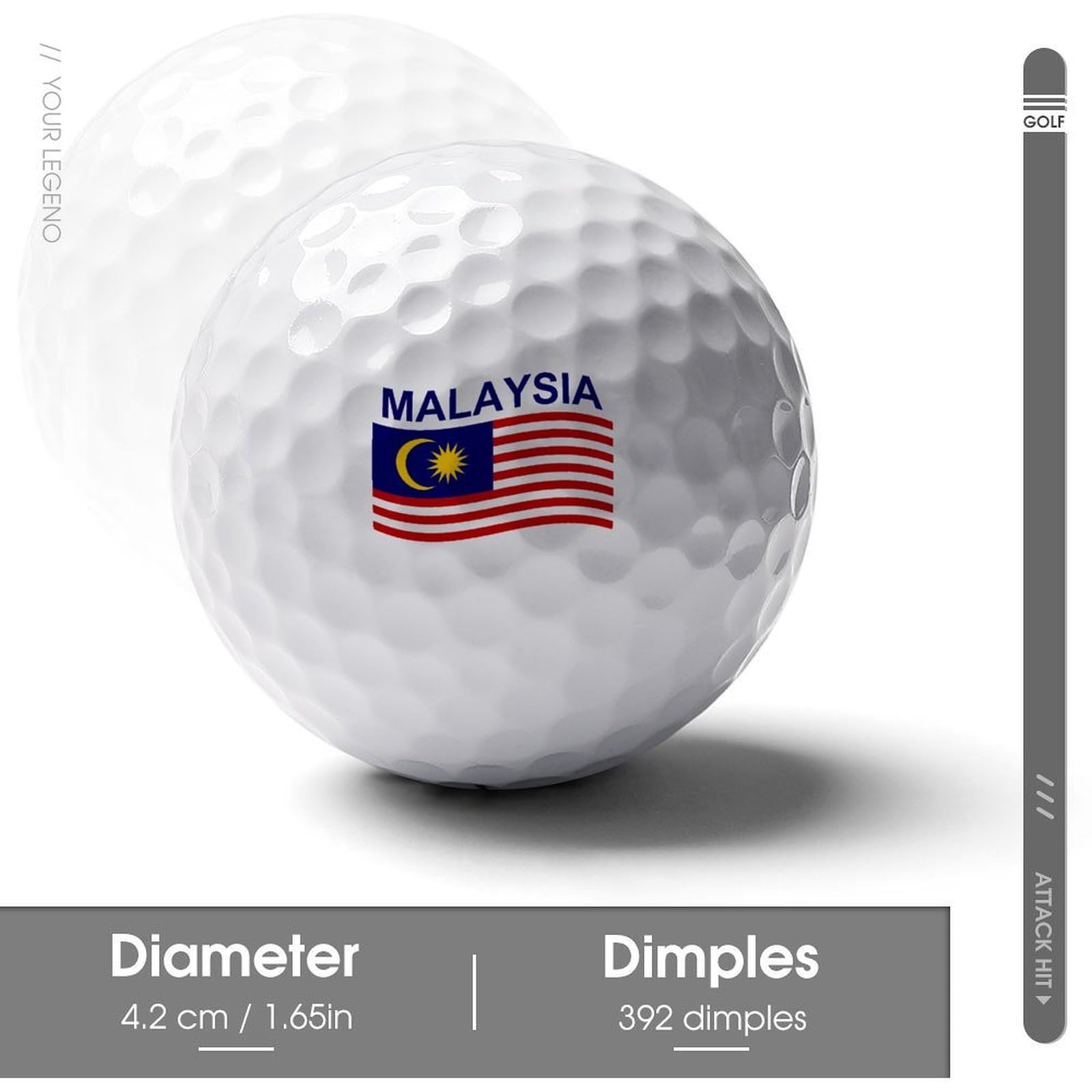 Flag of Malaysia Logo Golf Balls Personalized Ball Custom for Men Women Boyfriend Husband
