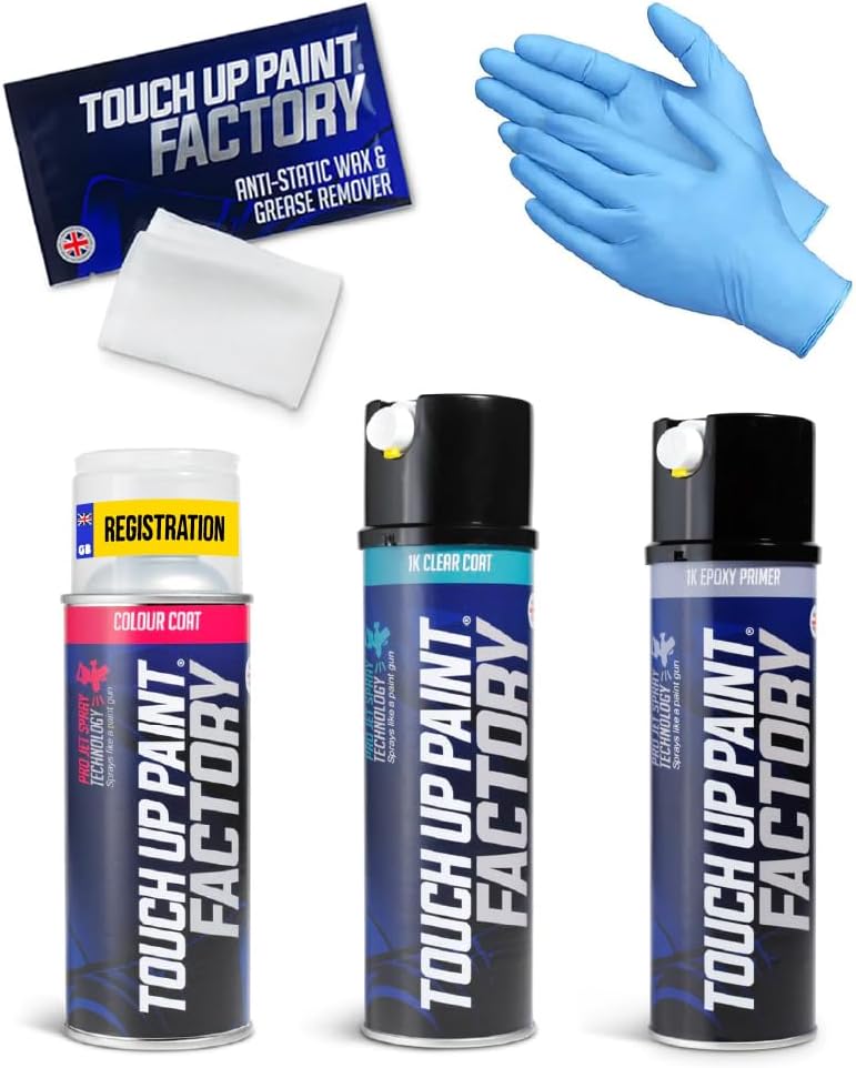 Touch Up Paint Factory - Aerosol Scratch Repair Kit Mixed by Reg Registration Plate Car Touch Up Paint for All Models - Exact Match Guarantee - Plus (Medium)