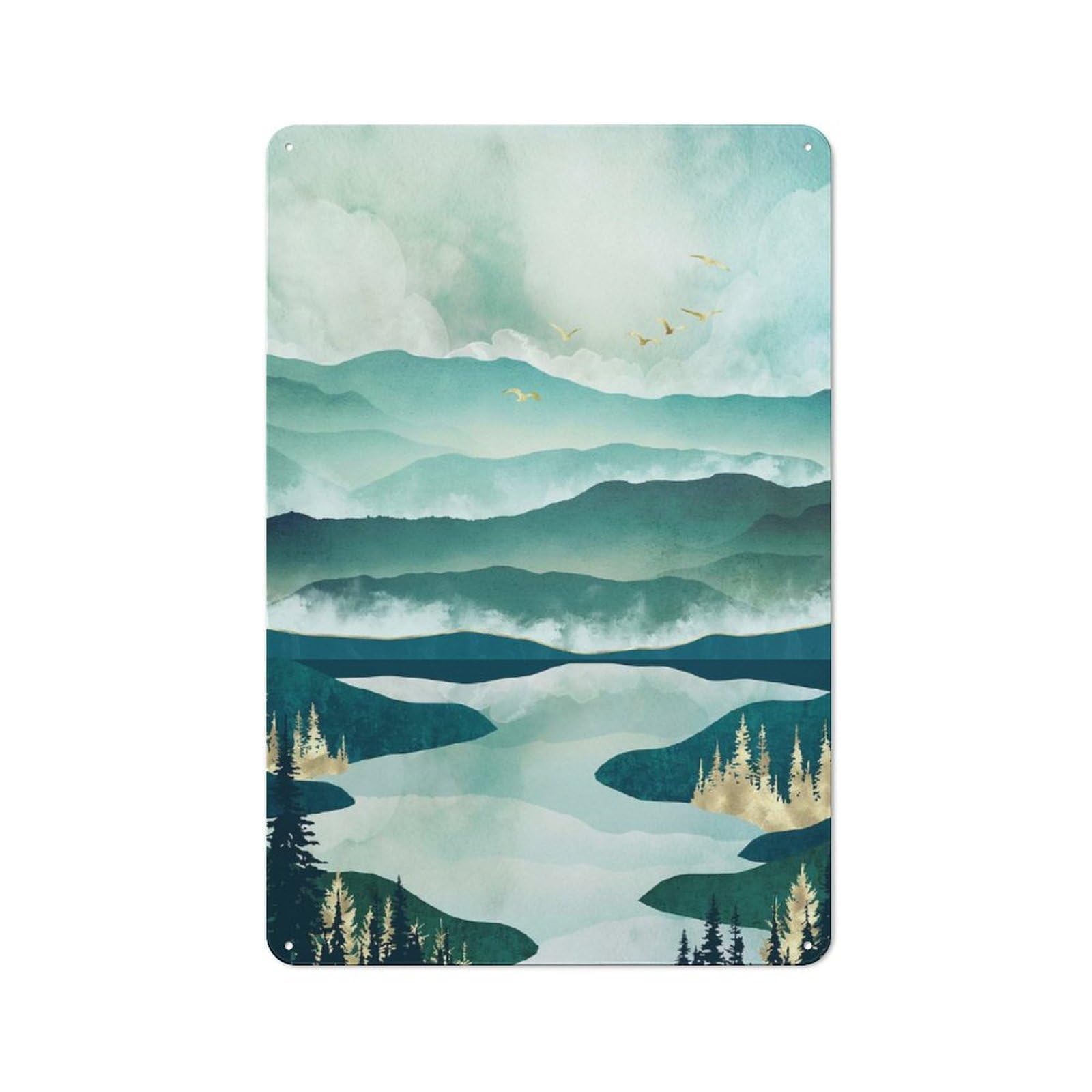 Junmoney Style-5 Misty Lake Vintage Metal Wall Sign 30X20cm For Garage Wall, Suited To Garage Decor Collectors