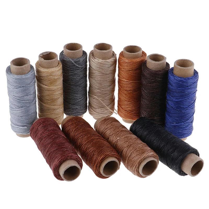 Hilo de Coser，Hilo de poliéster Hilo de Coser, cordón de Cuero Encerado, Herramienta de Manualidades Planas for Coser a Mano, línea de Costura(Royal Blue)