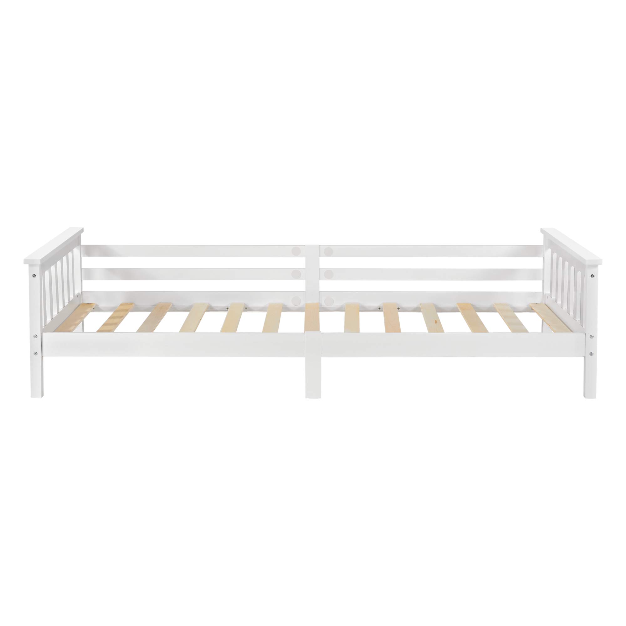 [en.casa] Kinderbett mit Stauraum 90x200 cm Jugendbett bis 100 kg mit Lattenrost Kojenbett Kiefernholz Weiß