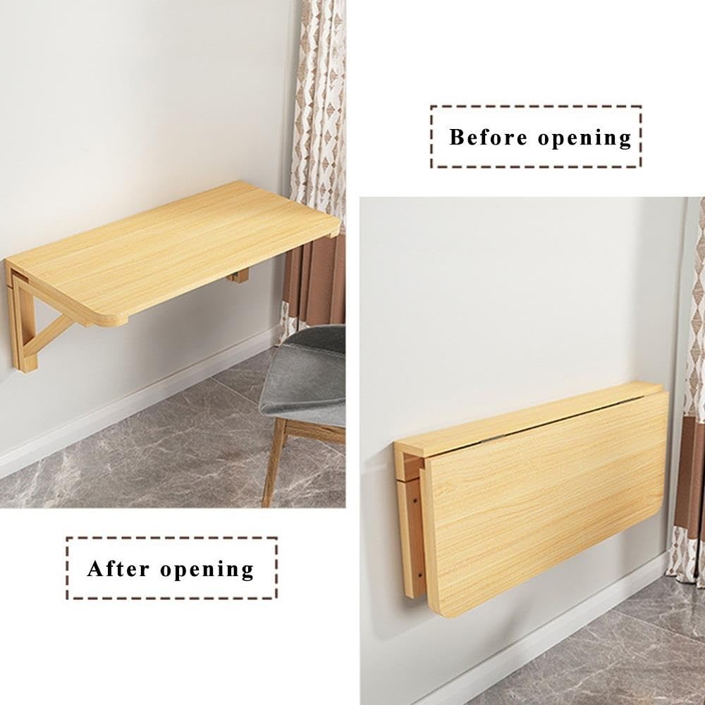60/80/100cm Tavolo Da Parete Pieghevole Legno Scaffale A Muro Richiudibile