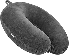 Btag Travel Neck Pillow for Men & Women | Soft Fibre Cushion for Flight, Car & Train | Soft Velvet Fabric with Attachable Snap Strap | Cervical Support for Neck Pain Relief. Pack of 1 (Black MLG)