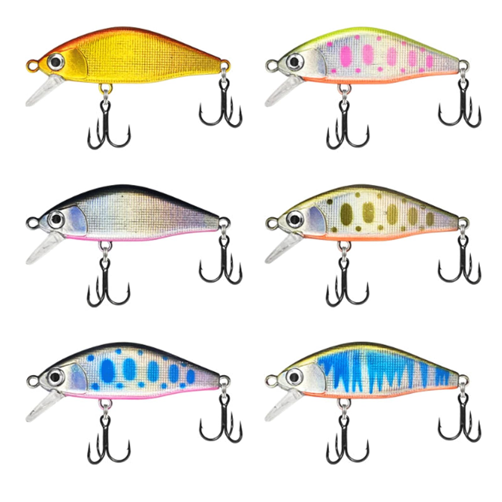 Leurres de pêche, 3 pièces, leurres coulants de type minnow, 4 g, 50 mm, leurres durs artificiels, longueur 1,5-2,5 m, crankbaits, wobblers, pour la pêche à la truite, à la perche et au bar.