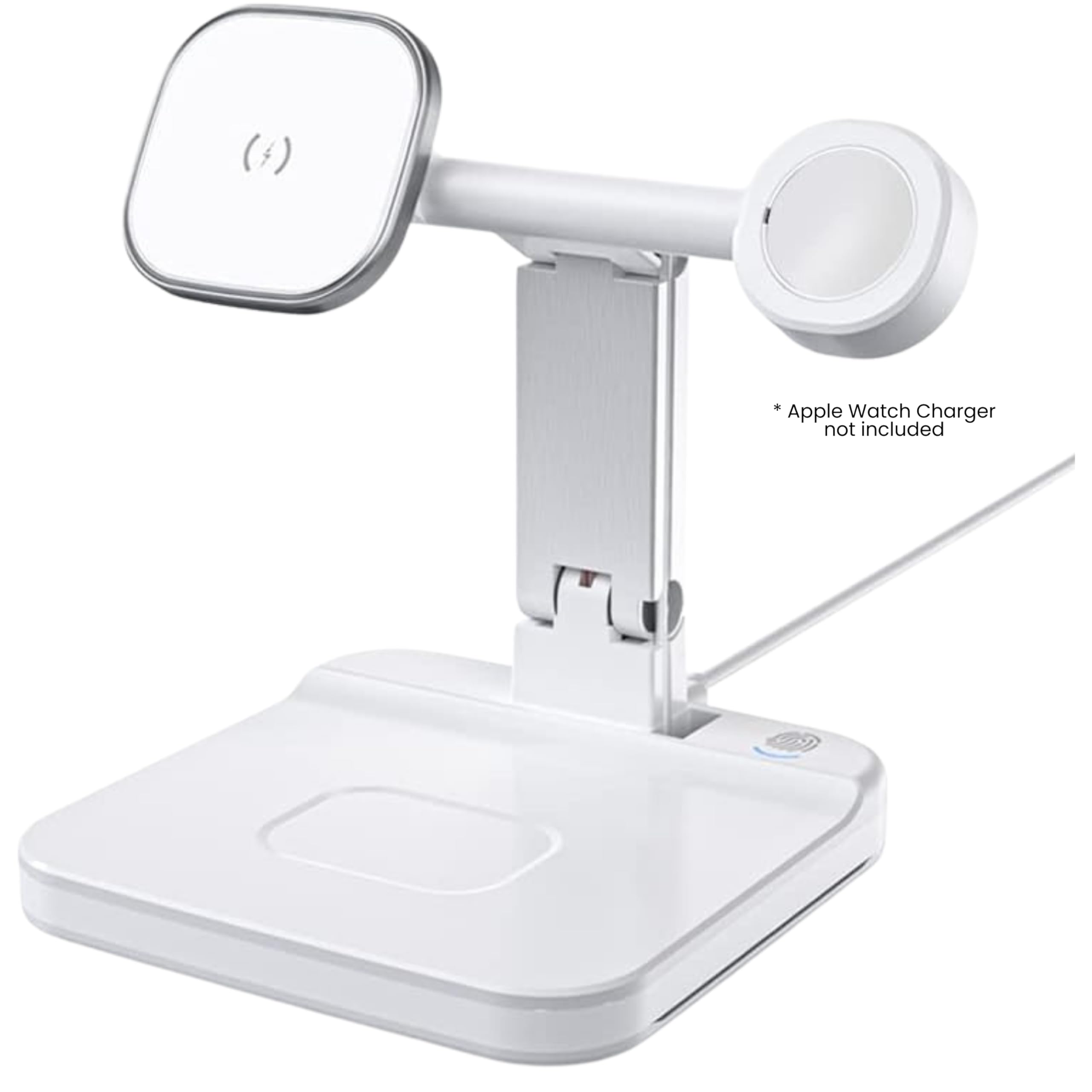 LumiCharge Stazione di ricarica wireless Qi 4 in 1 con luce notturna a LED, ricarica rapida per Magsafe, Apple Watch, AirPods, cavo USB-C e blocco di ricarica USB-C, ricarica sicura per più