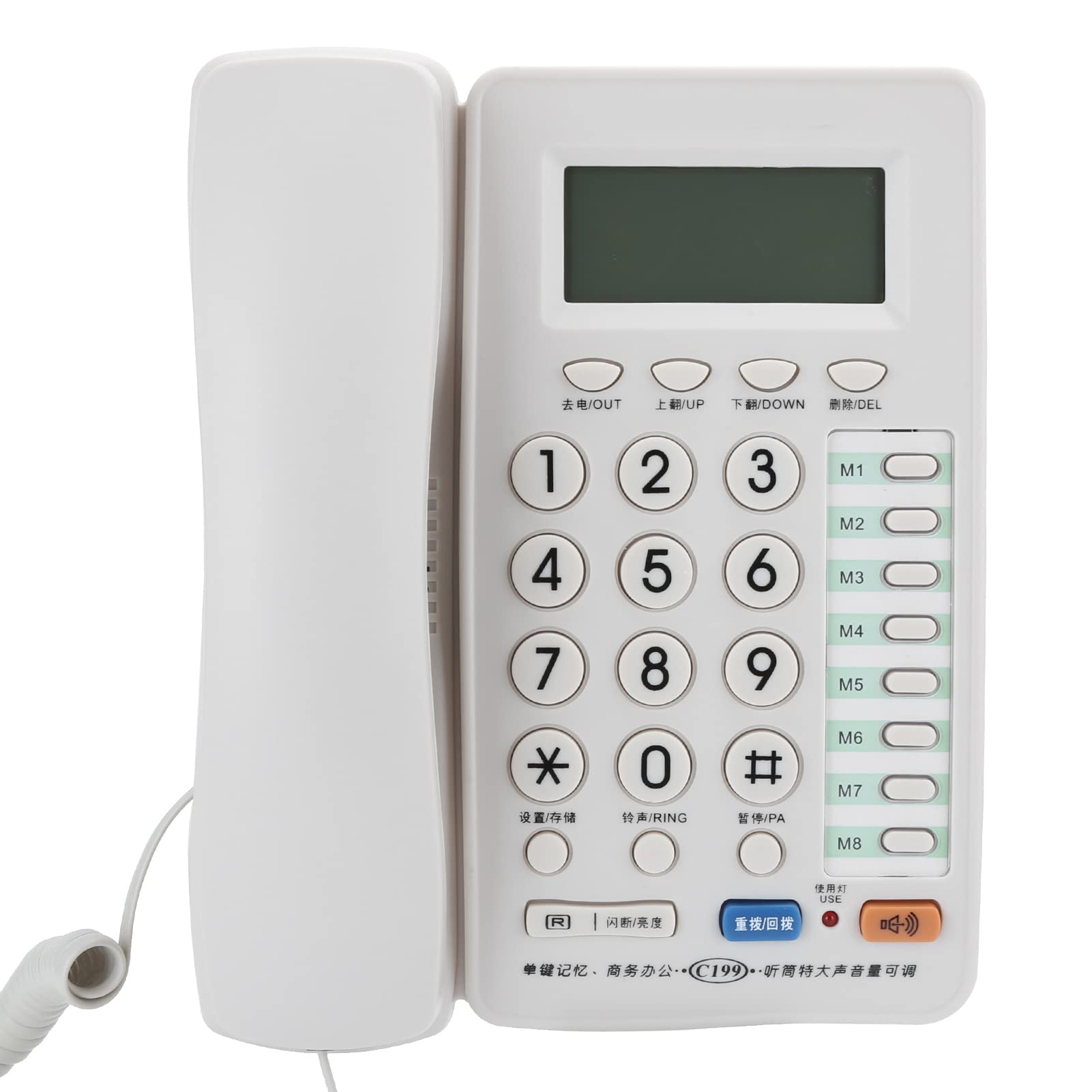 Telefono Fisso con Filo, Telefono Fisso cablato Portatile da Tavolo, Vivavoce/archiviazione Numeri, per uffici Domestici, Hotel, ristoranti