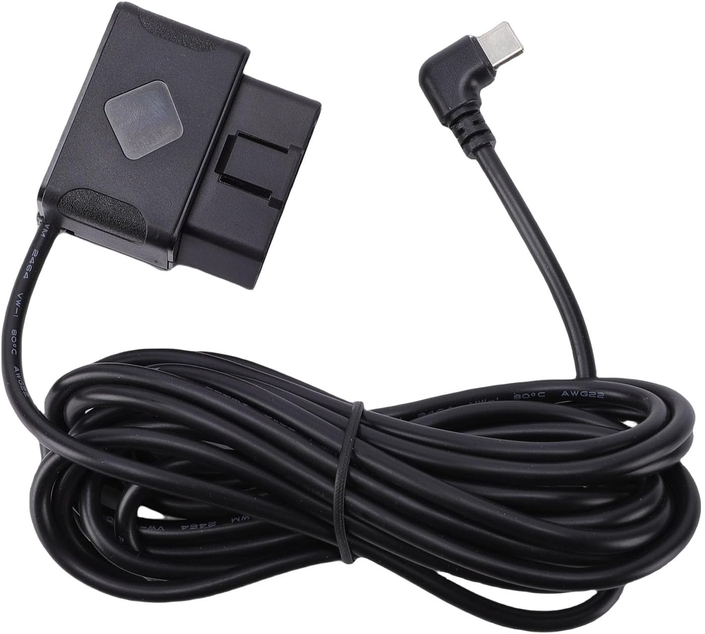 OBD Power Cable for Dash Camera, OBD2 to Type C Adapter Hardwire Charger Cable 24 Hours Surveillance and ACC Mode with Low Voltage Protection, 11.5ft
