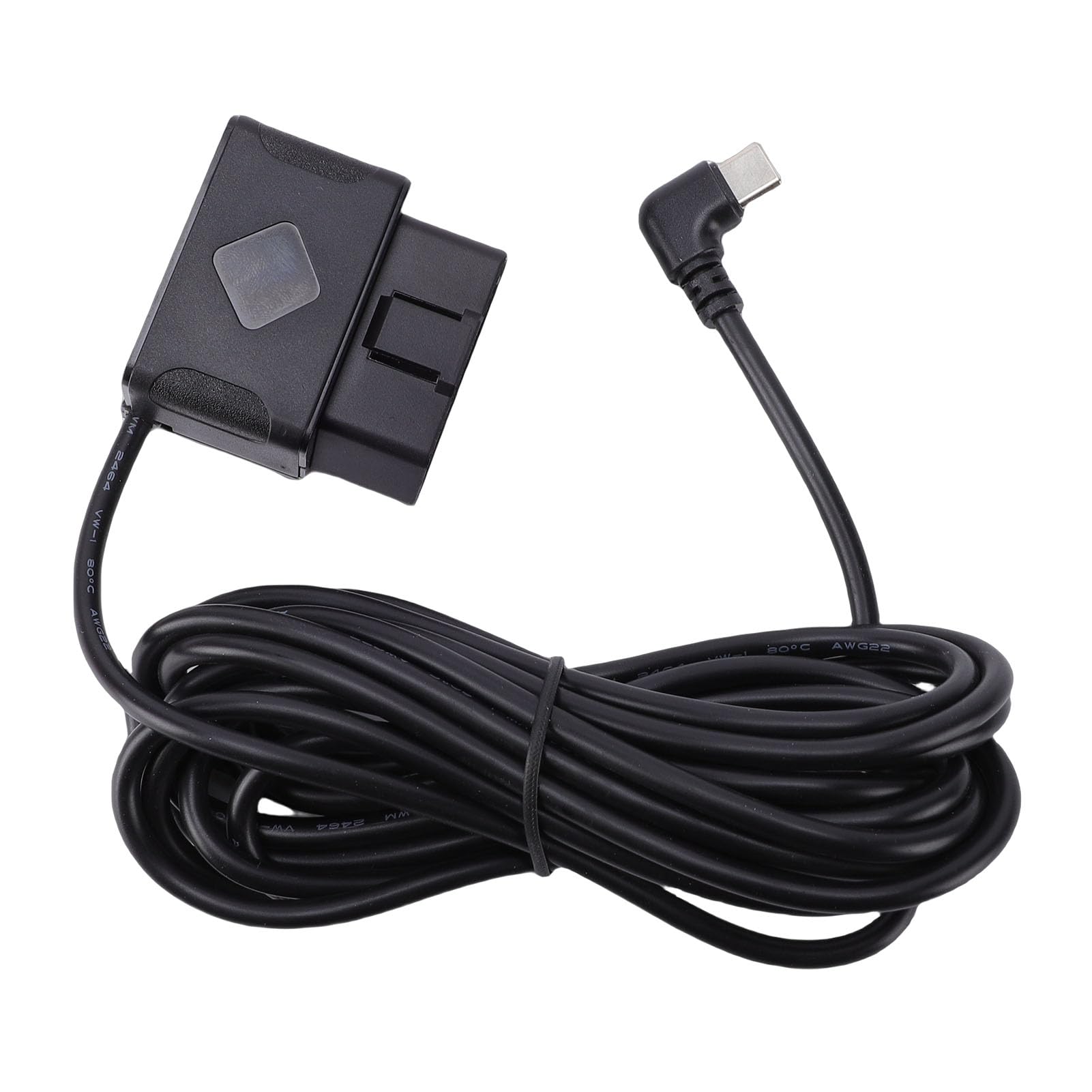 OBD Power Cable for Dash Camera, OBD2 to Type C Adapter Hardwire Charger Cable 24 Hours Surveillance and ACC Mode with Low Voltage Protection, 11.5ft