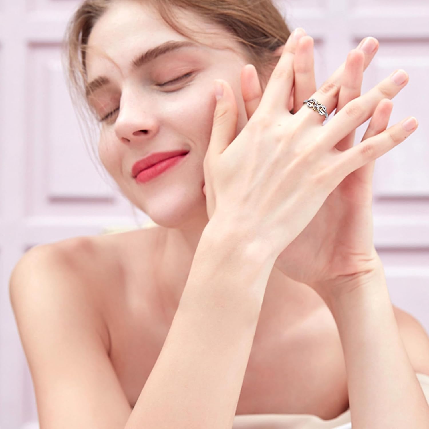 S925 Sterling Silver Infinity Heart Ring Love Knot Heart Promise Jewelry Gifts for Women - Image 2