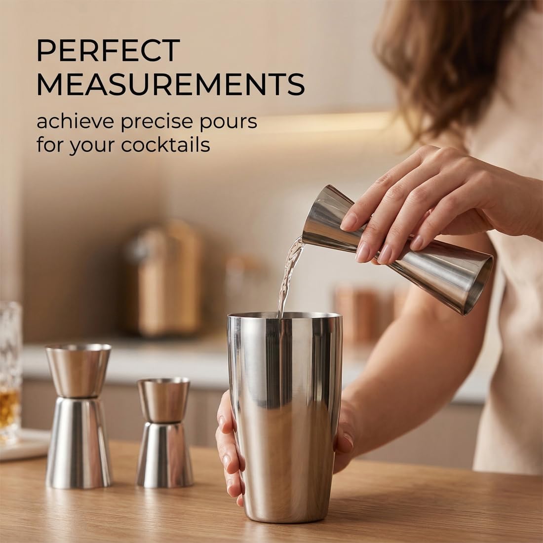 Dosatore Misurino Doppio per Cocktail, 3 Pezzi, Misurino per Bevande Barista, Misurino in Acciaio Inox a Doppia Spirito Jigger Misura Cup, Per Bar, Discoteche, Feste, 15/30 ml, 25/50 ml, 30/60 ml