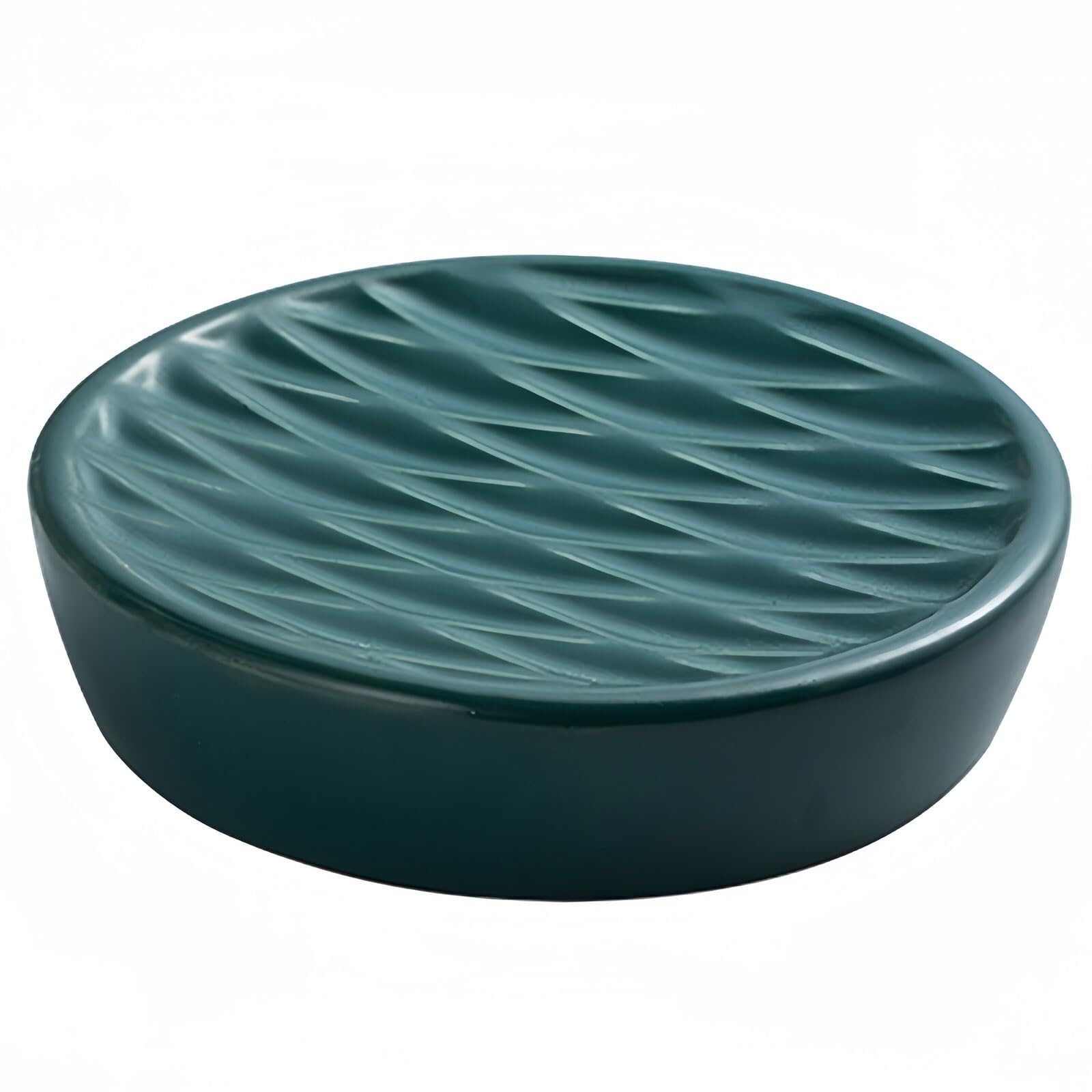 Qyleee Green Holder For Shower Soap Dishes Porcelain Saver Tray For Bathroom Kitchen White Stand For Kitchen(Green)