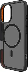 Geonav Capa Anti-Impacto para iPhone 16, TPU flexível nas extremidades, proteção anti-shock e policarbonato, Compatível com o sistema de ímãs MagSafe®, IPI16BK, Transparente fosco/Preto