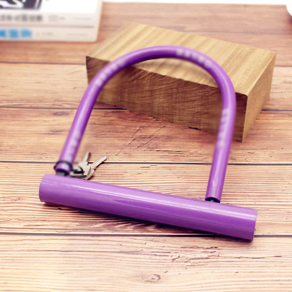 Lucchetto a U per Bicicletta con 2 Chiavi Lucchetto di Sicurezza ad Alta Sicurezza a Forma di U per Biciclette da Strada, motociclette, Porte di Negozi Lucchetti a U per Biciclette (Viola)
