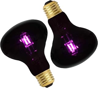 2 Pack 75W Reptile UVA Infrared Moonlight Night Heat Lamp,Basking Spot Bulb Black Glass Cover for Lizard, Chameleon, Snake, Aquarium Reptile, Amphibian