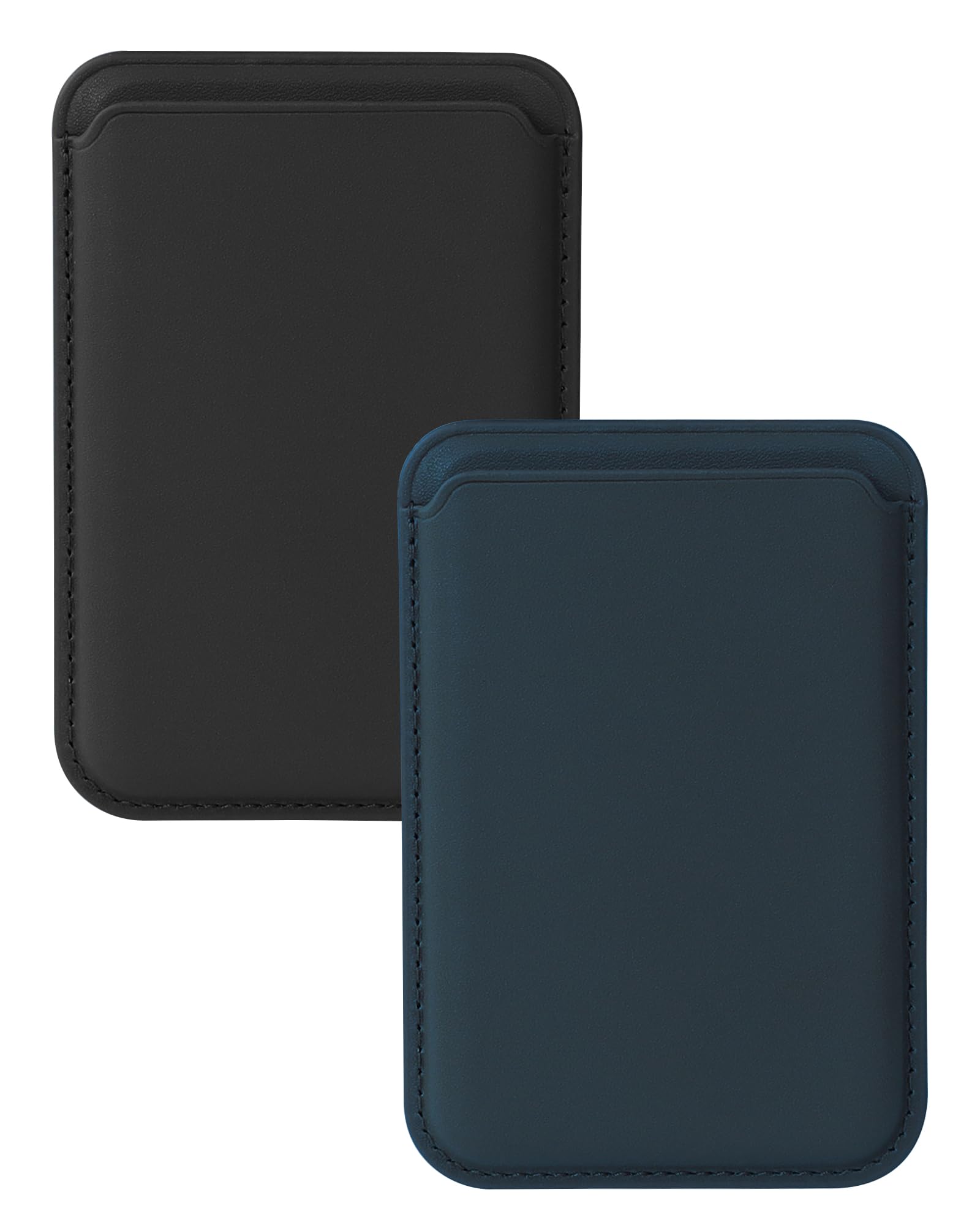 vyaji 2Pcs Mag Safe Wallet with Double-Row Magnets - Minimalism Leather Mag Safe Card Holder - Slim Magnetic Wallet for iPhone 15/14/13/12 Series Model and Magsafe Case - Max Fit 3 Cards