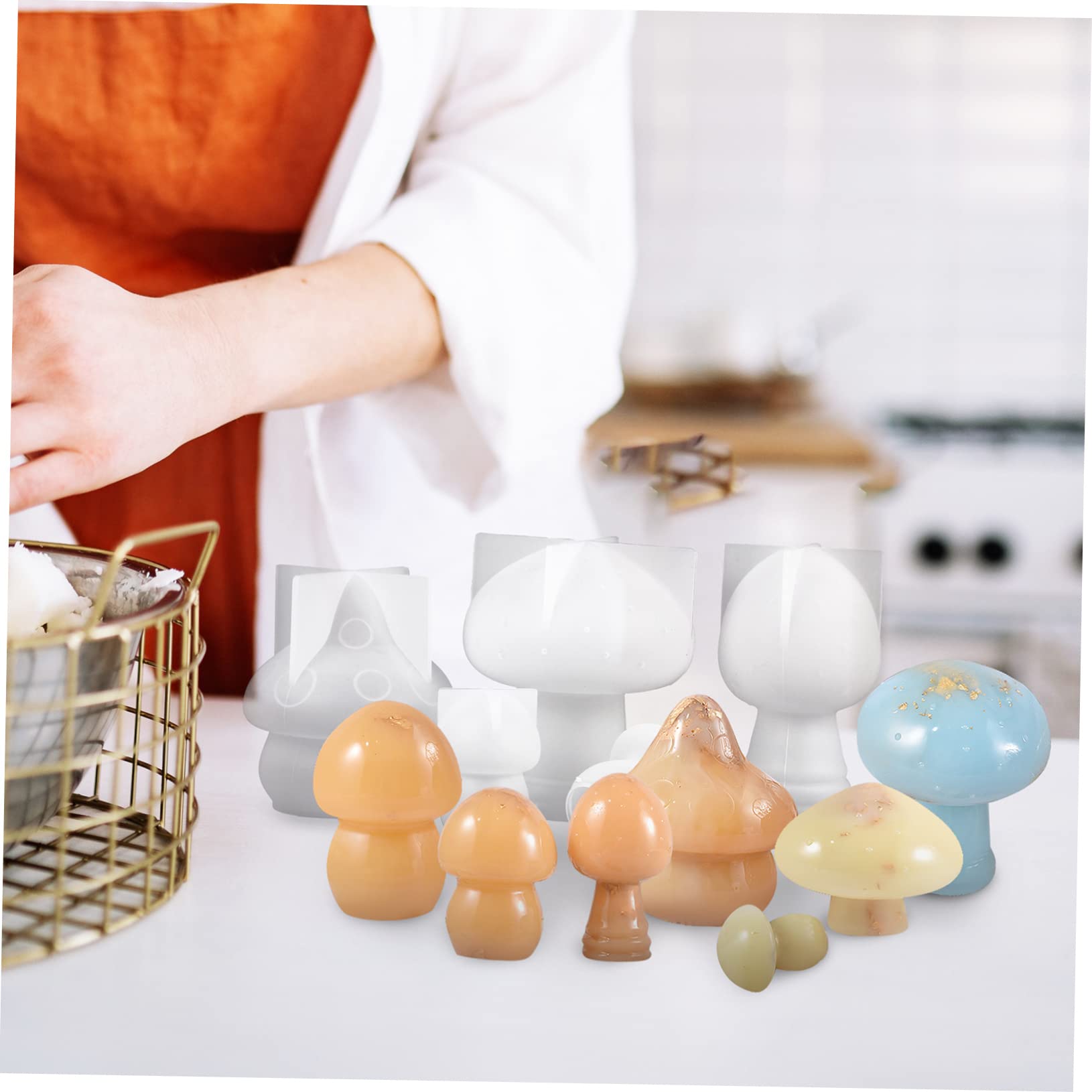 10piezas Moldes De Silicona Para Epoxi Formas De Champiñones Para Manualidades Creativas y Decoraciones De Mesa