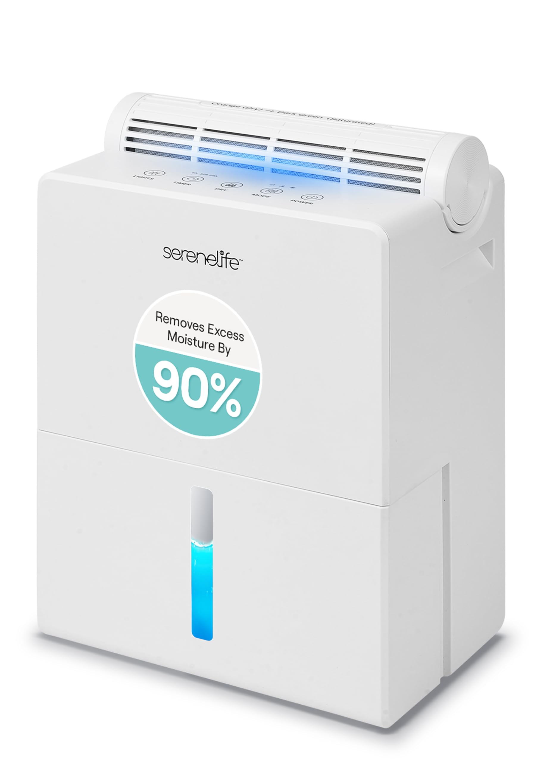 SereneLife Dehumidifier for Home – 2700ml Quiet Electric Dehumidifiers with Removable Cylinder for Closet, Dry Air Fast for Large Rooms, Small Spaces, Anti-Mould, Compact & Energy Efficient, White