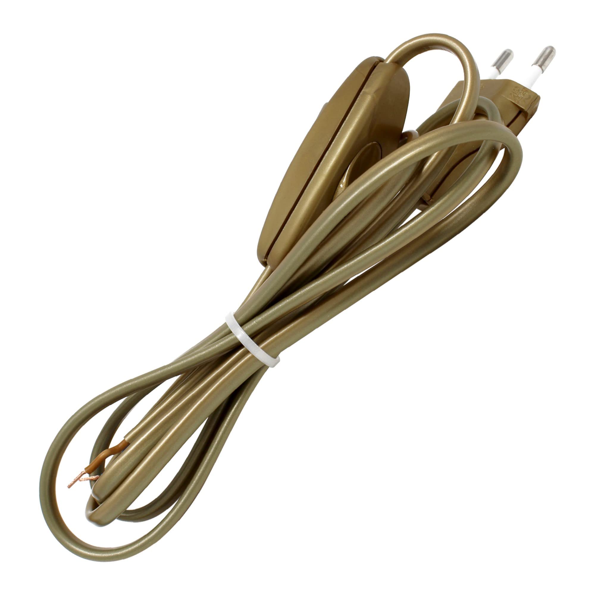 2 Pack Enchufe con Cable 1.5m | Interruptor en Cabezal Libre a 50cm | Separados | Oro | Para Lámparas y Aparatos Eléctricos | Ideal para Repuestos y Proyectos de Iluminación Decorativa