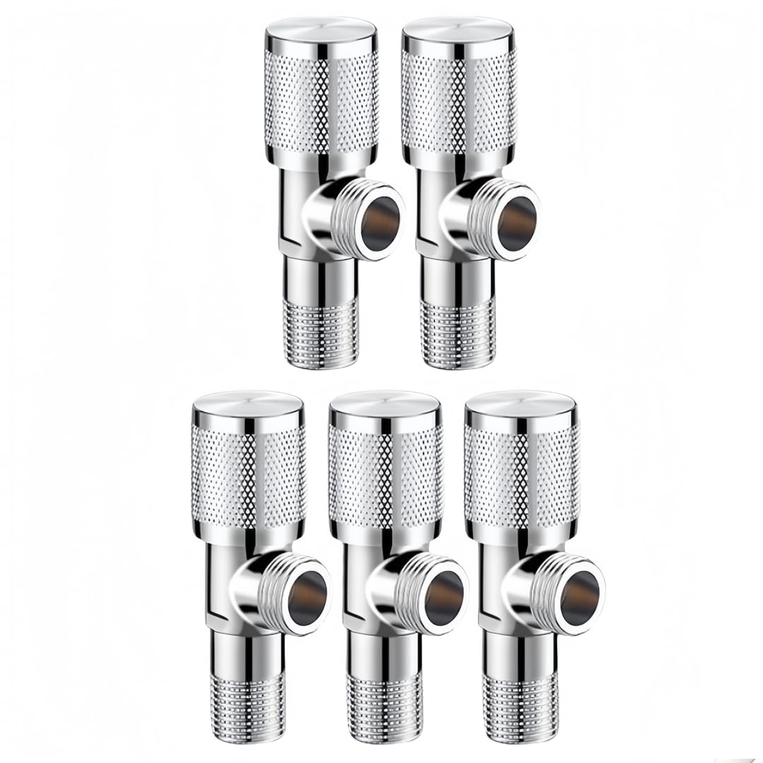 Llave De Escuadra Inodoro Válvula Angular De Cobre G1/2 Para Calentadores De Agua Interruptor De Agua Fría Y Caliente Apta Para Lavabos Y Fregaderos De Cocina Paquete De 5