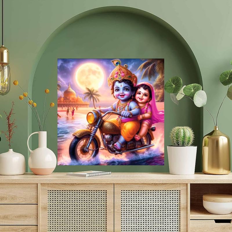 Image of British Terminal Cute little Bal Gopal Baby God Krishna| Kanha Ji | Laddu Lord Makhan Chor Painting Religious Poster for Pregnant Women for wall (matt thin vinyl,sticker,multicolor,unframed)| bj222