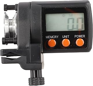 Digital Fishing Line Counter for Spin, Waterdrop & Raft Reels | 999.9m Range, -199.9 to Bidirectional Measurement | Wear-Resistant Alloy Turntable, Auto Shut-Off | Fits Rods 5-17mm Diameter