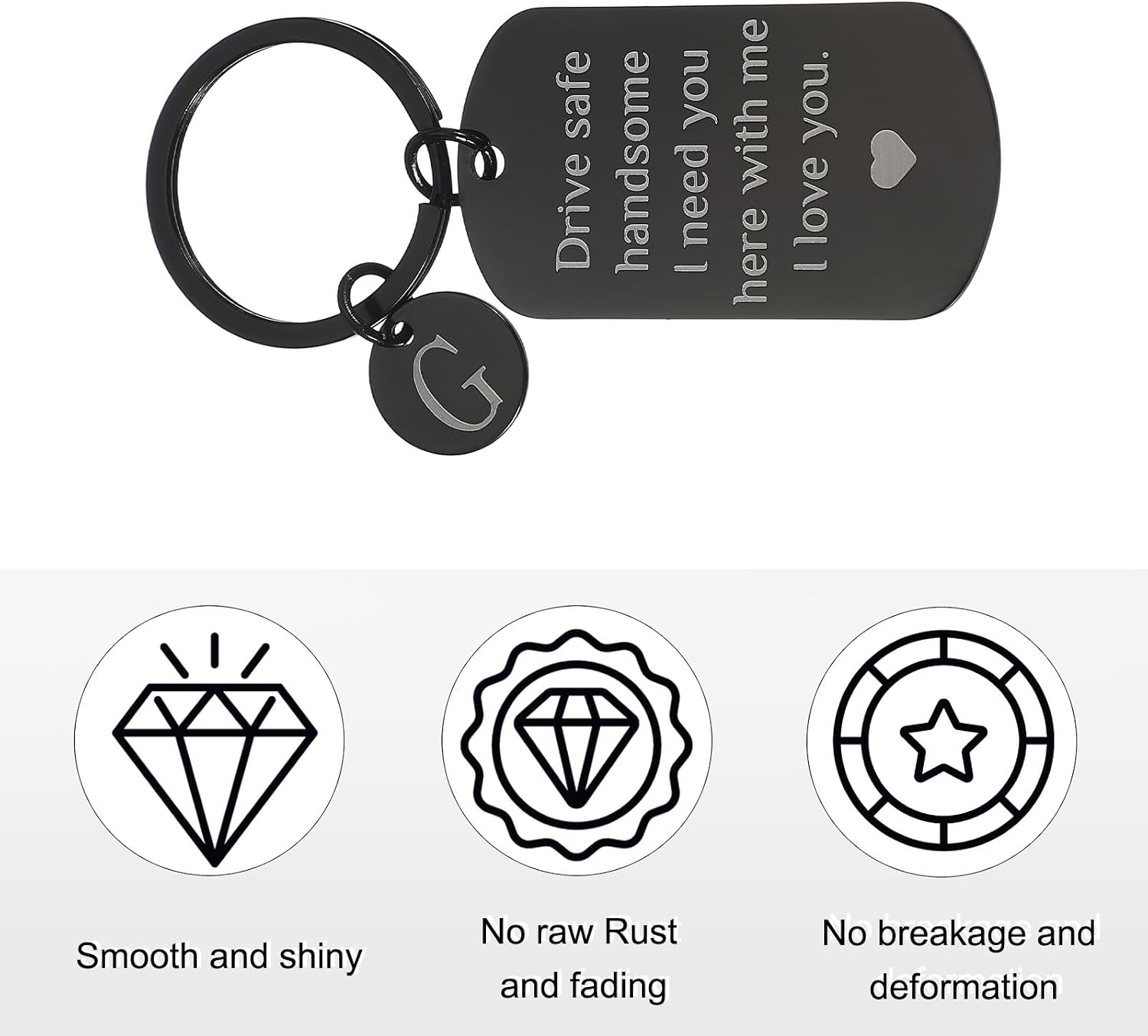 PATIKIL Drive Safe Keychain, I Need You Here with Me I Love You Letter Custom Keychain with Gift Box for Him Christmas