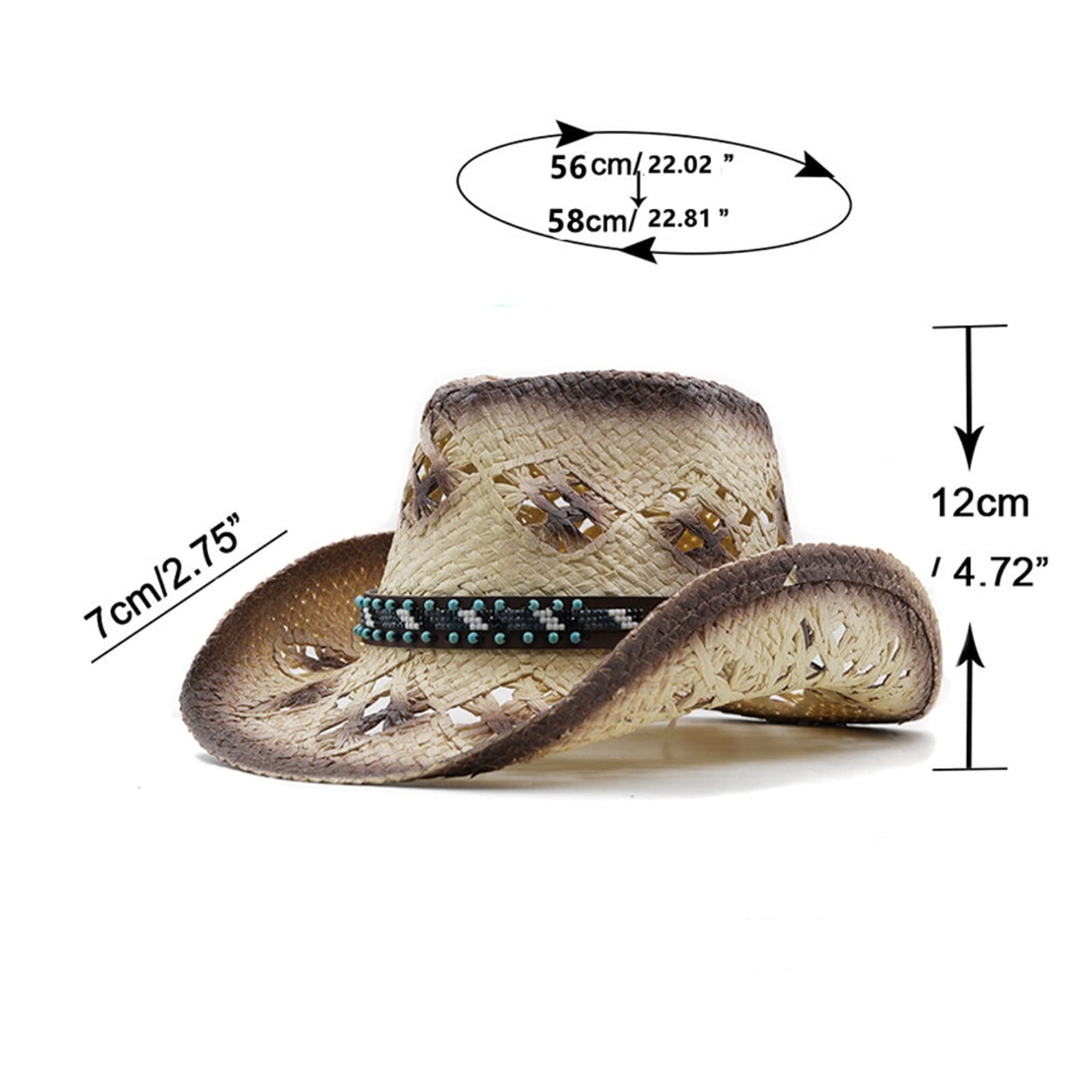 Schlichter handgemachter natürlicher Sonnenhut for Männer und Frauen, Sommerhüte, personalisierter Western-Mädchen-Cowboy-Strohhut, Strandhut