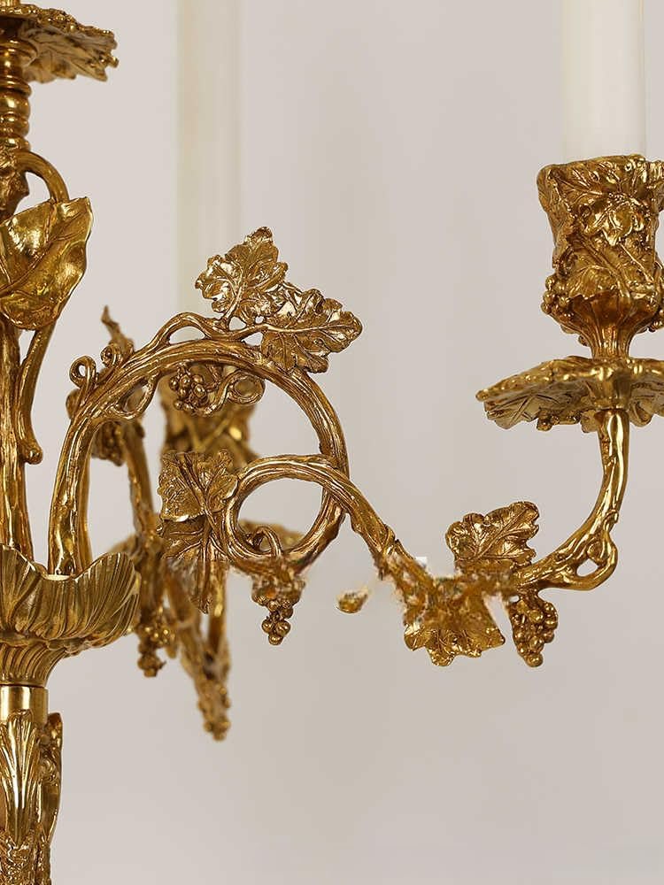 Baroque Luxury Solid Brass Candelabra, Antique Candle Holder, Ornate Home & Villa Centerpiece Décor